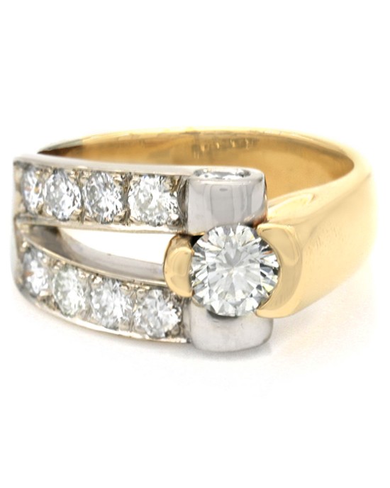 Diamond Fashion Ring in White and Yellow Gold
